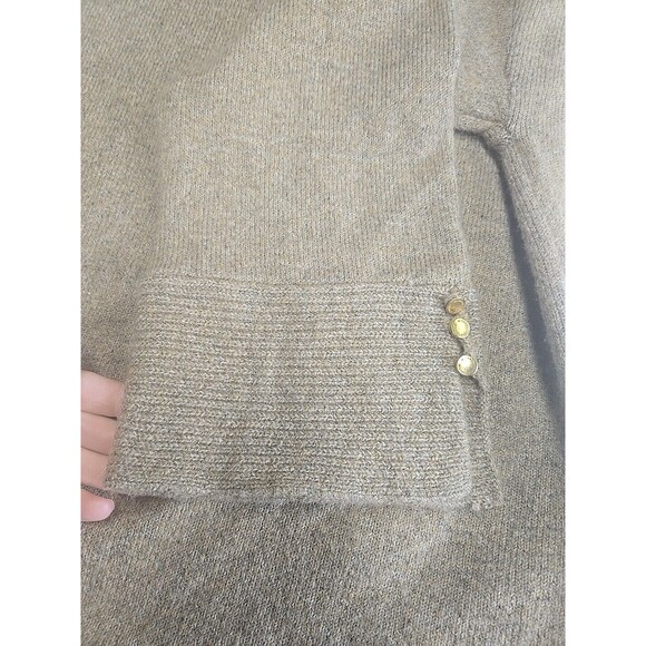 Michael Kors Bell Sleeve Turtleneck Sweater Wool Baby Alpaca Blend Tan Sz M Gold - Picture 5 of 12